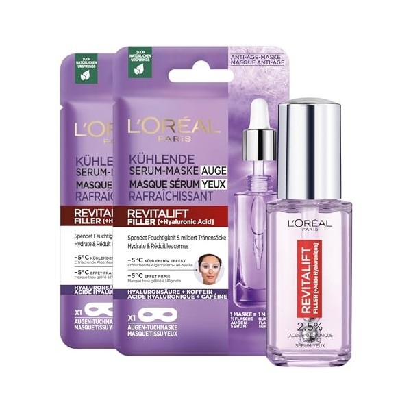 LOréal Paris - Routine Soin Visage à lAcide Hyaluronique Pour Femme & Homme - Sérum Anti-Rides & Hydratant Revitalift Fille C...