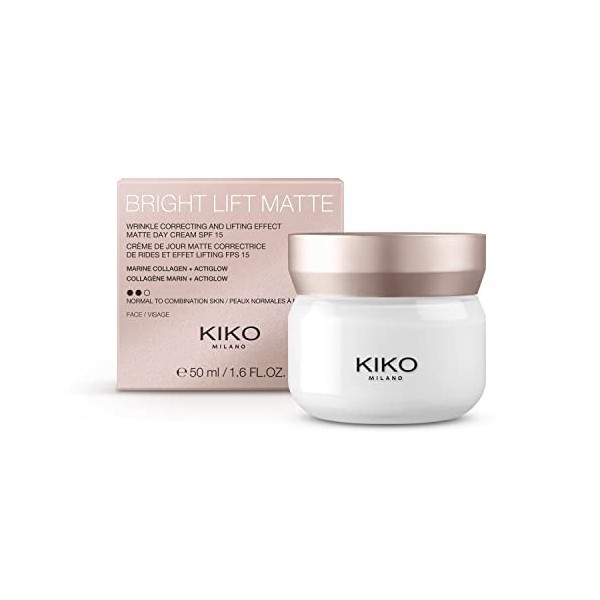 KIKO Milano Bright Lift Matte, Crème De Jour Lifting Matifiante Au Collagène Marin - Spf 15 Crème Jour et Nuit