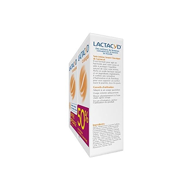 Lactacyd Classique Soin intime lavant pour une utilisation quotidienne - respecte léquilibre naturel de la zone intime - lot ...
