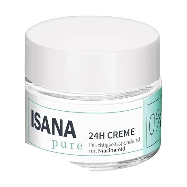 Isana Pure 24h Crème hydratante et revitalisante à base de niacinamide et de panthénol pour tous les types de peau, convient 