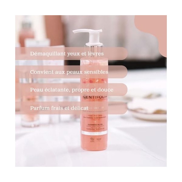 CENTIFOLIA | Gelée dHuile Démaquillante Eclat de Rose | Nettoie | Hydrate | Illumine | Elimine les impuretés & le maquillage