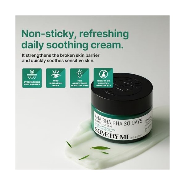 SOME BY MI AHA BHA PHA 30 Days Miracle Cream – 60ml – Crème visage exfoliante douce à l’acide salicylique et centella – Apais