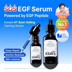 DearKlairs Goutte activatrice de jeunesse bleu nuit, 0,67 fl oz 20 ml | Double EGF, Peptides, Guaiazulène Adénosine, Sérum 