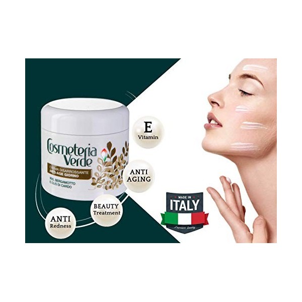 Cosmeteria Verde - Crème de jour anti-rougeurs, anti-âge, pour le traitement des peaux sensibles avec présence de capillaires