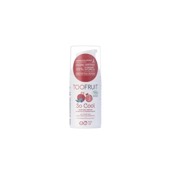 TOOFRUIT – So Cool - Gel Visage - Myrtille & Grenade – Hydrate et Rafraichit la Peau du Visage - Peau Mixte à Grasse - Certif...