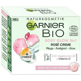 Garnier Crème pour le visage pour peaux fatiguées sans rayonnement, pour un éclat jeune, soin et fermeté, avec huile de rose 