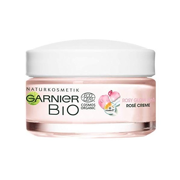 Garnier Crème pour le visage pour peaux fatiguées sans rayonnement, pour un éclat jeune, soin et fermeté, avec huile de rose