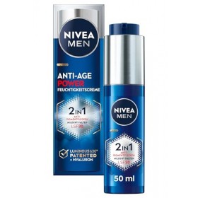 NIVEA MEN Anti-âge 2 en 1 Power Soins du jour avec SPF 30, soins du visage à lacide hyaluronique pour hommes avec effet anti