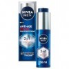 NIVEA MEN Anti-âge 2 en 1 Power Soins du jour avec SPF 30, soins du visage à lacide hyaluronique pour hommes avec effet anti