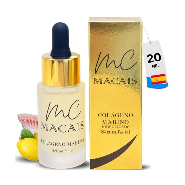 COLAGENO MARINO hidrolizado serum facial – sérum visage à la formule hautement concentrée, contenance 15 ml, s’intègre facile