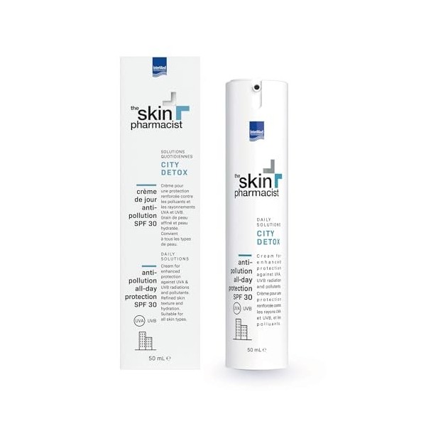The Skin Pharmacist - CITY DETOX - Crème de Jour Anti-Pollution SPF30 - Protection Solaire & Hydratation - Soin Visage pour P