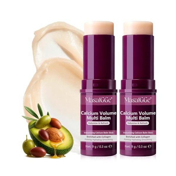 Calcium Multi Balm Stick, Calcium Volume Multi Balm, Collagène Moisturizing Stick pour Anti-âge, Hydratant & Raffermissant, C