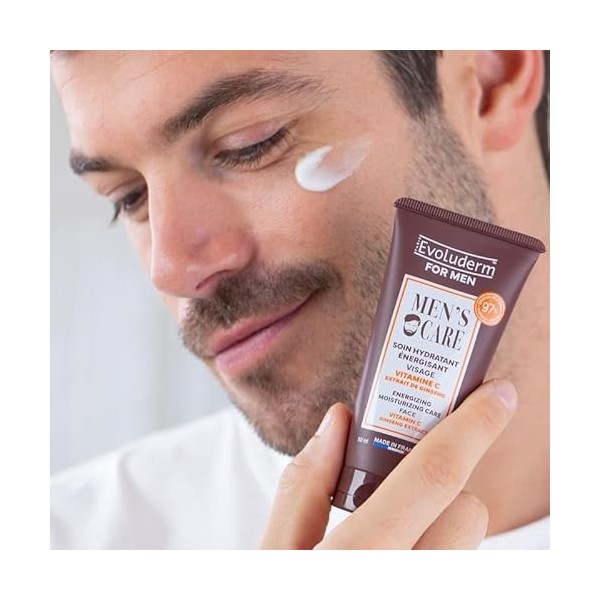 EVOLUDERM – Soin Hydratant Énergisant Homme – 50 ml – 97% d’Origine Naturelle – Végan – Fabrication Française - Lot de 2 x 50