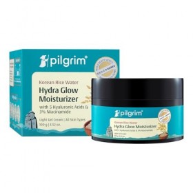 Pilgrim Hydra Glow Hydra Glow Crème hydratante à leau de riz coréenne 100 g avec 5 acides hyaluroniques, 3 % de niacinamide,