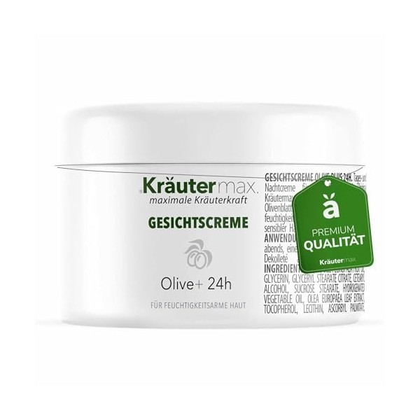 Crème pour le visage à lhuile dolive et aux extraits de feuilles dolivier 100 ml