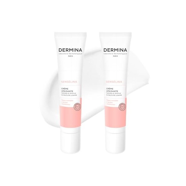 DERMINA Crème Riche Apaisante Peaux Intolérantes, Centella avec Asiatica et Acide Hyaluronique, Unifie le Teint de la Peau, H