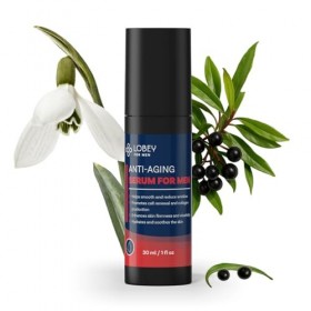 Lobey Sérum anti-âge pour homme - Sérum raffermissant pour homme contre les rides avec de lacide hyaluronique, du flocon de 