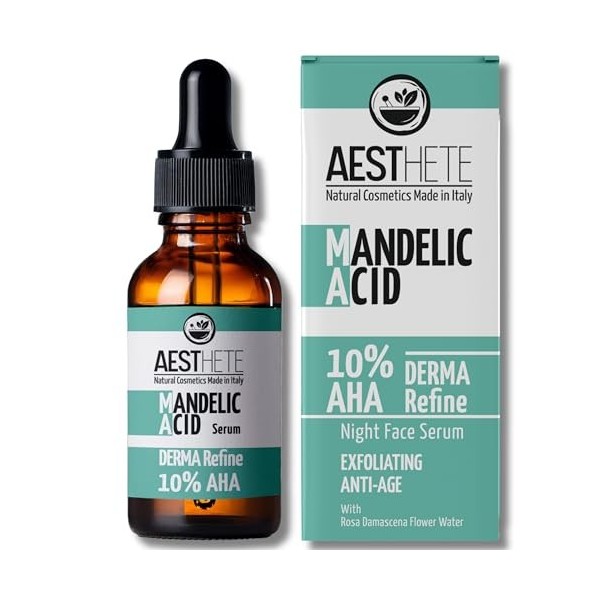 Sérum Visage Peeling Avec Acide Mandelique 10% AHA Purifiant Pour Peau Sensible Grasse Mixtes Astringent Pores Dilatés Acné E