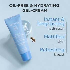 Apivita Aqua Beelicious Gel-Crème Hydratant Non Gras, Texture Légère 40ml - Peaux Mixtes et Grasses - A Base de Miel et Fleur