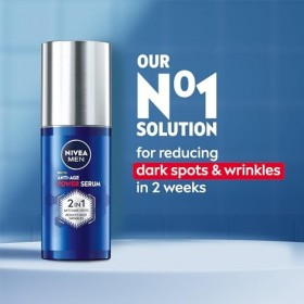 Nivea Men NIVEA MEN Anti-Age 2in1 Power Serum 30 ml , sérum hydratant avec 630 lumineux et acide hyaluronique, réduit les ri