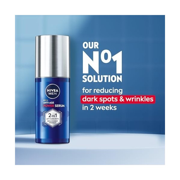 Nivea Men NIVEA MEN Anti-Age 2in1 Power Serum 30 ml , sérum hydratant avec 630 lumineux et acide hyaluronique, réduit les ri