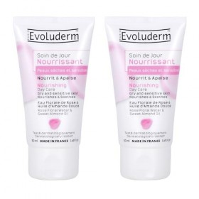 EVOLUDERM - Soin de Jour Nourrissant Peaux Sèches et Sensibles - 50 ml - Ingrédients dOrigine Naturelle - Végan - Fabricatio