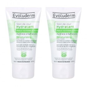 EVOLUDERM - Soin de Jour Hydratant Peaux Normales à Mixtes - 50 ml - 94% dOrigine Naturelle - Végan - Fabrication Française 