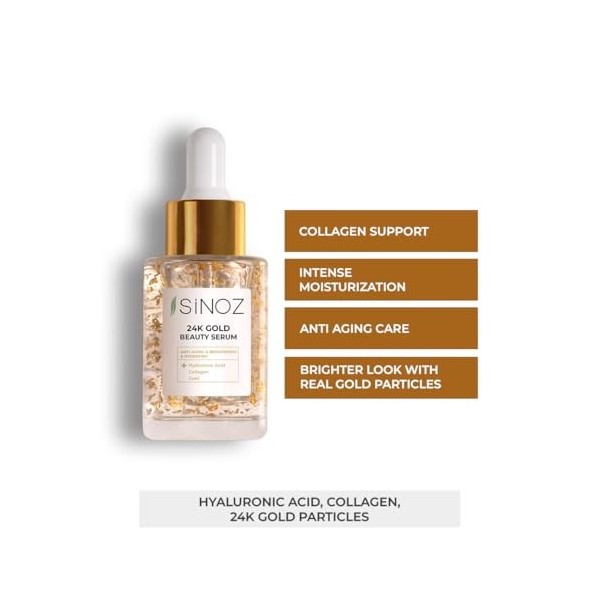 24K Gold Face Serum | Anti-Aging & Hydrating Formula | Reduces Wrinkles & Fine Lines | With Real Gold Particles for Radiant S