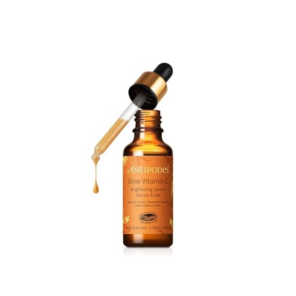 Antipodes Glow Sérum à la vitamine C – Gel léger pour illuminer la peau – Sérum à lacide hyaluronique – Soin de la peau pour ...