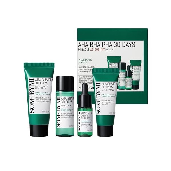 SOME BY MI Aha.Bha.PHA 30Days Starter Limited Edition 4 Pcs Set Toner 30ml+Serum 10ml+Cream 20g+Miracle Acne Clear Foam 30ml