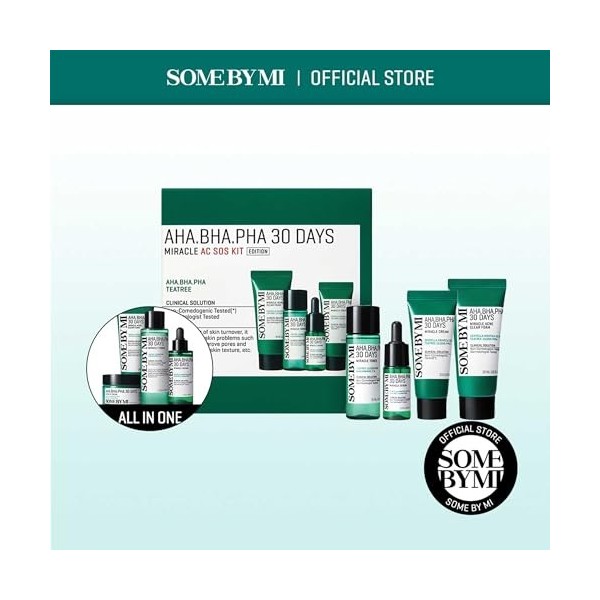 SOME BY MI Aha.Bha.PHA 30Days Starter Limited Edition 4 Pcs Set Toner 30ml+Serum 10ml+Cream 20g+Miracle Acne Clear Foam 30ml
