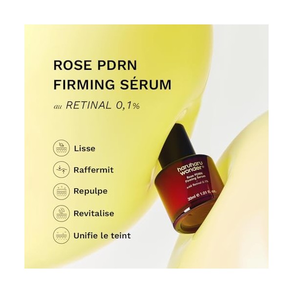haruharu wonder Rose PDRN Sérum raffermissant avec rétine 0,1 %, stimule le collagène, minimise les ridules et les rides, pou