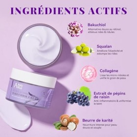 ANAiRUi Crème Hydratante Visage au Bakuchiol – Anti-Âge & Raffermissante 50ml, Atténue les Rides, Repulpe et Apaise la Peau, 