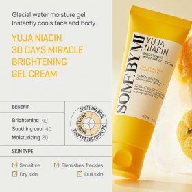 SOME BY MI Yuja Niacin Gel Crème Éclat 100 ml – Soin coréen aux 10 vitamines & niacinamide – Gel hydratant léger anti-taches 