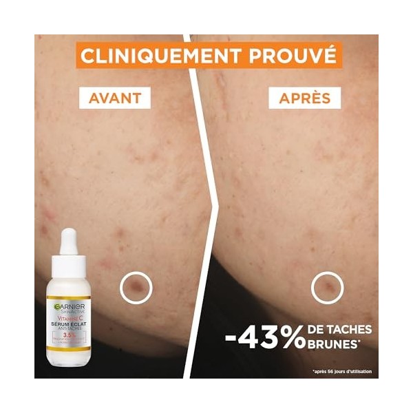 Garnier - Routine éclat quotidien enrichie en Vitamine C - Sérum Anti-Taches Brunes Acide Salicylique et Niacinamide - Soin Y