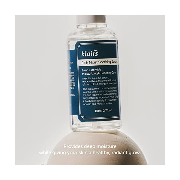 DearKlairs Sérum apaisant riche et humide 2 7 fl oz 80 ml, Absorption instantanée, Non gras, hydratation, refroidissement, so