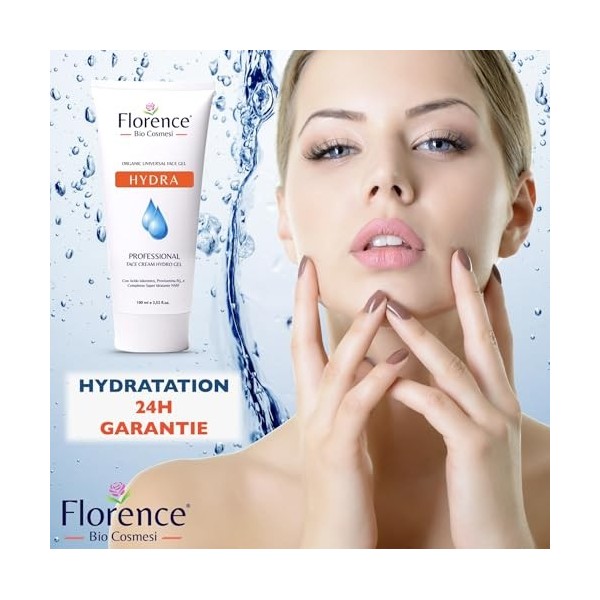 Hydra Gel universel pour le visage, le cou et le décolleté, Avec acide hyaluronique, hyaluronate de sodium, Pro vitamine B5, 