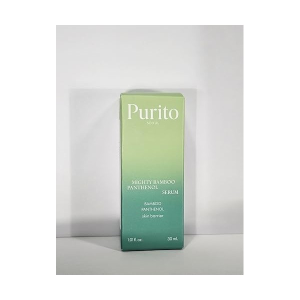 PURITO Mighty Bamboo Sérum au panthénol, sérum phosphorescent, barrière anti-humidité, pour tous les types de peau, absorptio