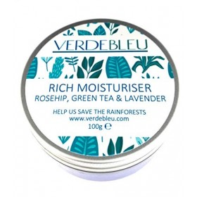 99% Naturel CRÈME HYDRATANTE FACIALE - ÉGLANTIER, THÉ VERT & LAVANDE - 100g de VERDEBLEU pH Équilibré, Hydratant, Doux, Peaux