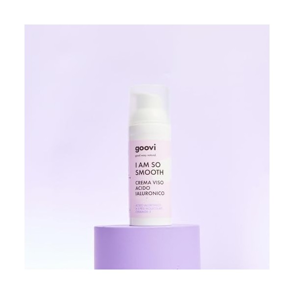 Goovi, I am So Smooth Crème visage à lacide hyaluronique hydratant et lissant, réduit lapparence des rides, formule naturel