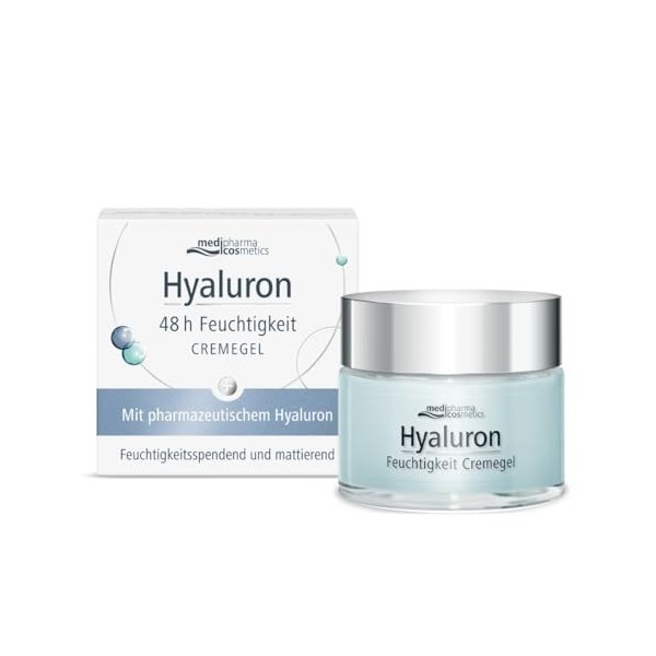 Gel crème hydratant à lacide hyaluronique 48 h I Rafraîchit la peau I Léger & rafraîchissant I Affine les pores et matifiant