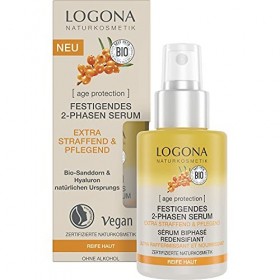 LOGONA Naturkosmetik Sérum anti-âge pour le visage - Pour peaux matures - Vegan et raffermissant - 2 phases - Avec acide hyal...