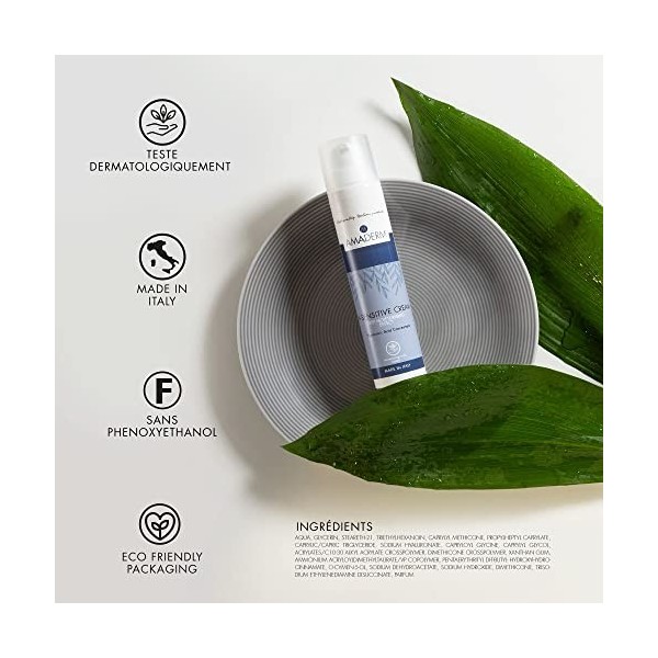 AMADERM H-Sensitive Men Cream 100ml | Crème Visage Hydratante avec Acide Hyaluronique Concentré | MADE IN ITALY Crème 24H Hyd