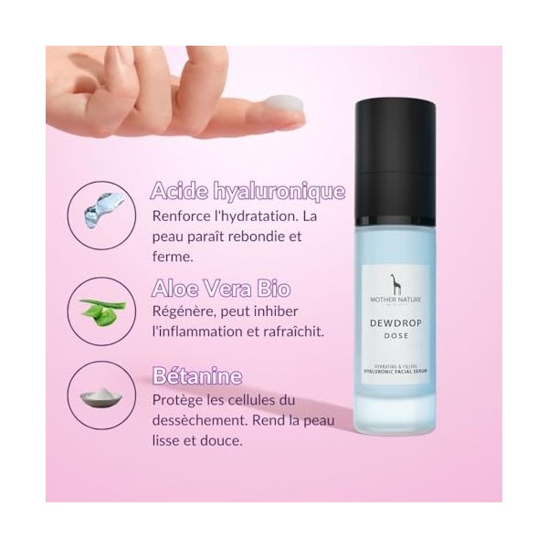 Hyaluron Serum à laloe vera bio - cosmétique végétalien naturel hautement concentré - 30 ml, fait en Italie par Mother Natur