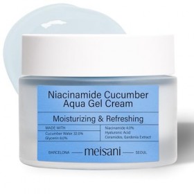 Meisani Niacinamide Cucumber Aqua Gel Cream, Crème visage rafraîchissante au concombre et niacinamide, texture gel, 50ml