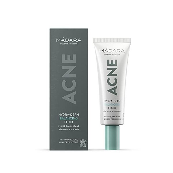 MÁDARA Organic Skincare - ACNE Hydra-Derm Balancing Fluid 40 ml | Hydratation Légère et Équilibrante pour Peau Grasse et Suje