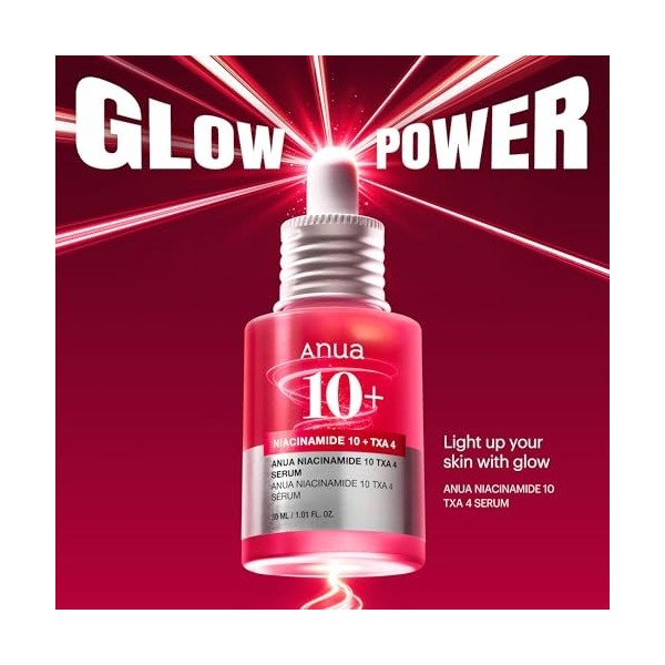 Anua Niacinamide 10 + TXA 4 Serum, Soin anti-taches, Acide Hyaluronique, Acide Tranexamique, Sérum quotidien léger et hydrata