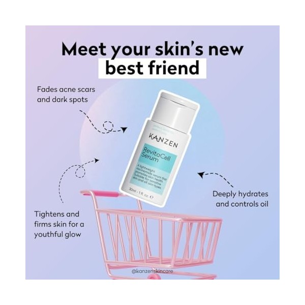 Kanzen Skincare Sérum À La Niacinamide RevitaCell De 30 Ml – Sérum Anti-Imperfections, Affinement Des Pores Et Unification Du
