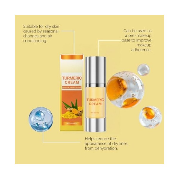 Crème visage au curcuma,Crème serrant la peau pour le visage,Hydratant pour le visage pour les femmes,Crèmes de jour pour les...