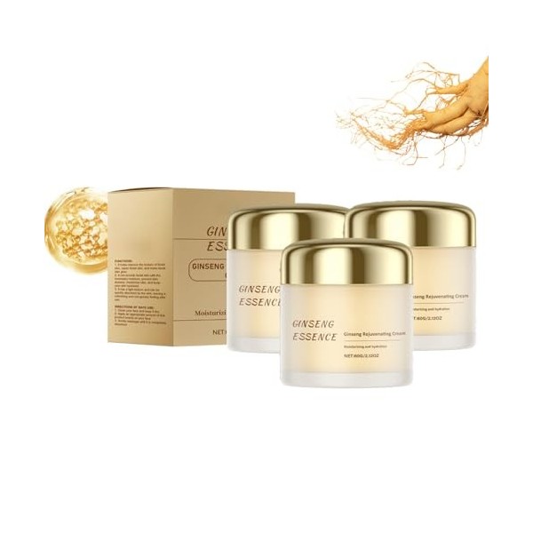 Lot de 2 crèmes hydratantes au ginseng - Crème hydratante anti-âge avec essence concentrée de ginseng - Hydratation profonde ...